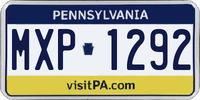 PA license plate MXP1292