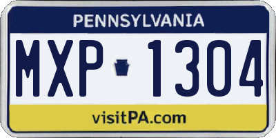 PA license plate MXP1304