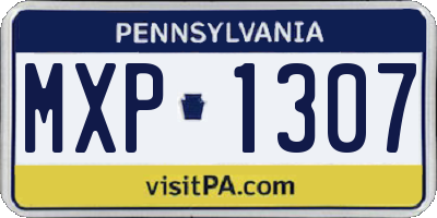 PA license plate MXP1307