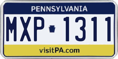 PA license plate MXP1311