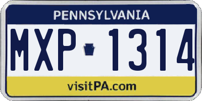PA license plate MXP1314