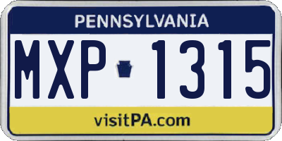PA license plate MXP1315
