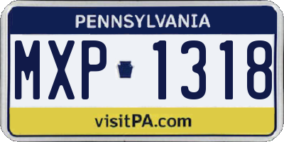 PA license plate MXP1318