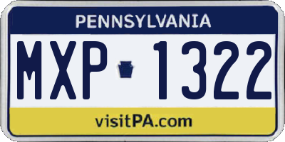 PA license plate MXP1322