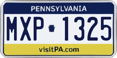 PA license plate MXP1325