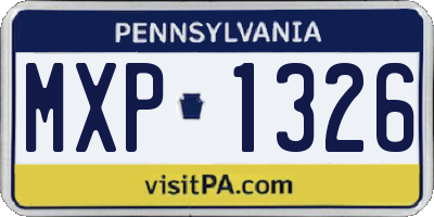PA license plate MXP1326