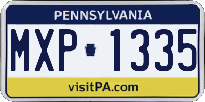 PA license plate MXP1335