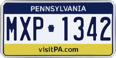 PA license plate MXP1342