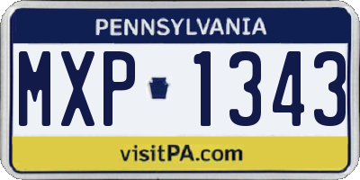 PA license plate MXP1343