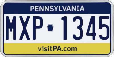 PA license plate MXP1345