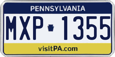 PA license plate MXP1355