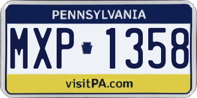 PA license plate MXP1358