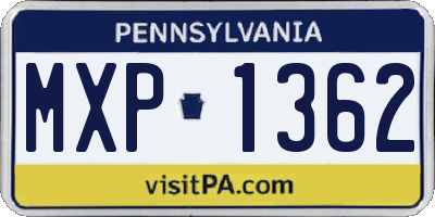 PA license plate MXP1362
