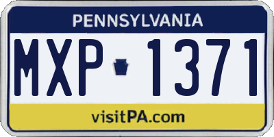PA license plate MXP1371
