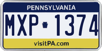 PA license plate MXP1374