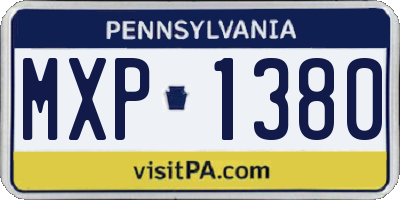 PA license plate MXP1380