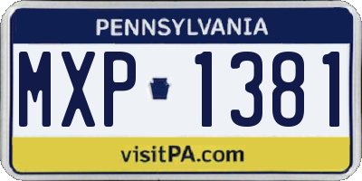 PA license plate MXP1381
