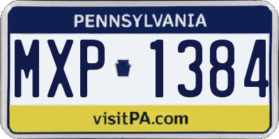 PA license plate MXP1384