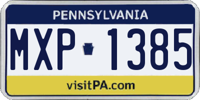 PA license plate MXP1385