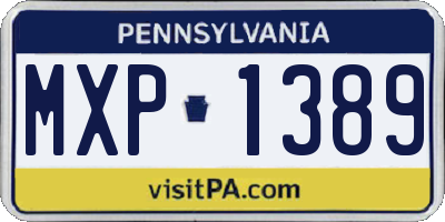 PA license plate MXP1389