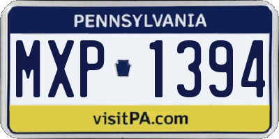 PA license plate MXP1394