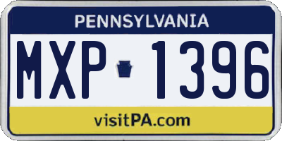 PA license plate MXP1396