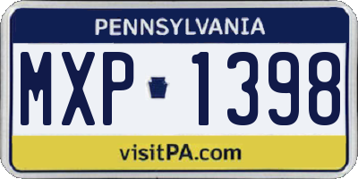 PA license plate MXP1398