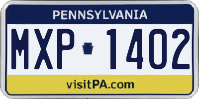 PA license plate MXP1402