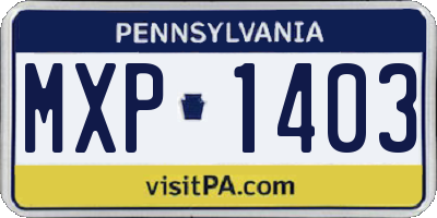 PA license plate MXP1403
