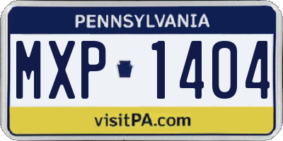 PA license plate MXP1404