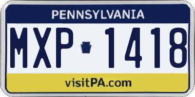 PA license plate MXP1418