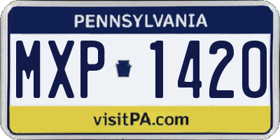 PA license plate MXP1420