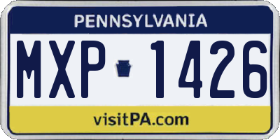 PA license plate MXP1426