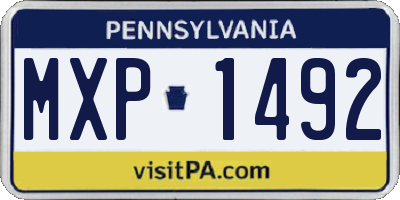 PA license plate MXP1492