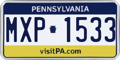 PA license plate MXP1533