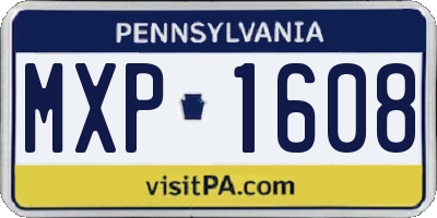 PA license plate MXP1608