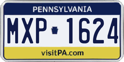PA license plate MXP1624