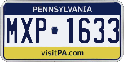 PA license plate MXP1633