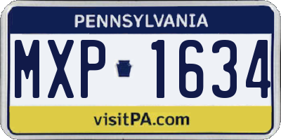 PA license plate MXP1634