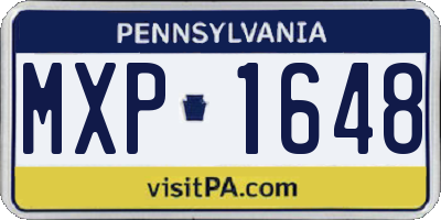 PA license plate MXP1648