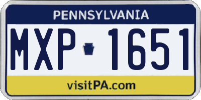 PA license plate MXP1651