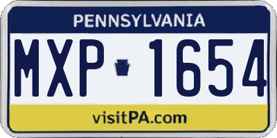 PA license plate MXP1654