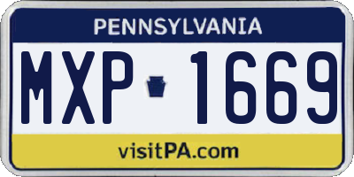 PA license plate MXP1669