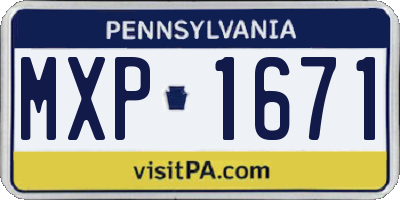 PA license plate MXP1671