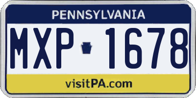 PA license plate MXP1678
