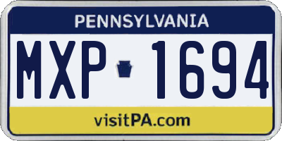 PA license plate MXP1694