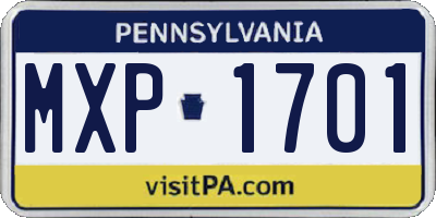 PA license plate MXP1701