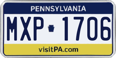 PA license plate MXP1706