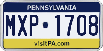 PA license plate MXP1708