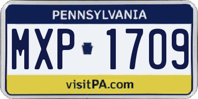 PA license plate MXP1709